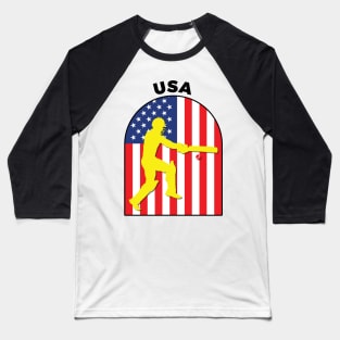 USA Cricket Batsman USA Flag Baseball T-Shirt